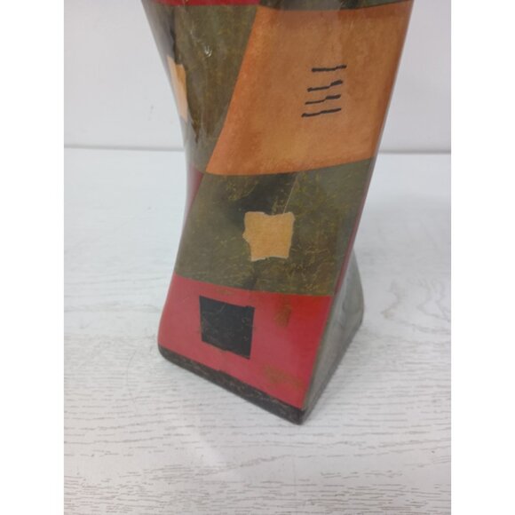 VTG Lavie Multicolor Ceramic Geometric Pattern Twisted Design Vase Art Decor - Picture 2 of 11